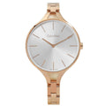 Calvin Klein Graphic Silver Dial Rose Gold Steel Strap Watch for Women - K7E23646