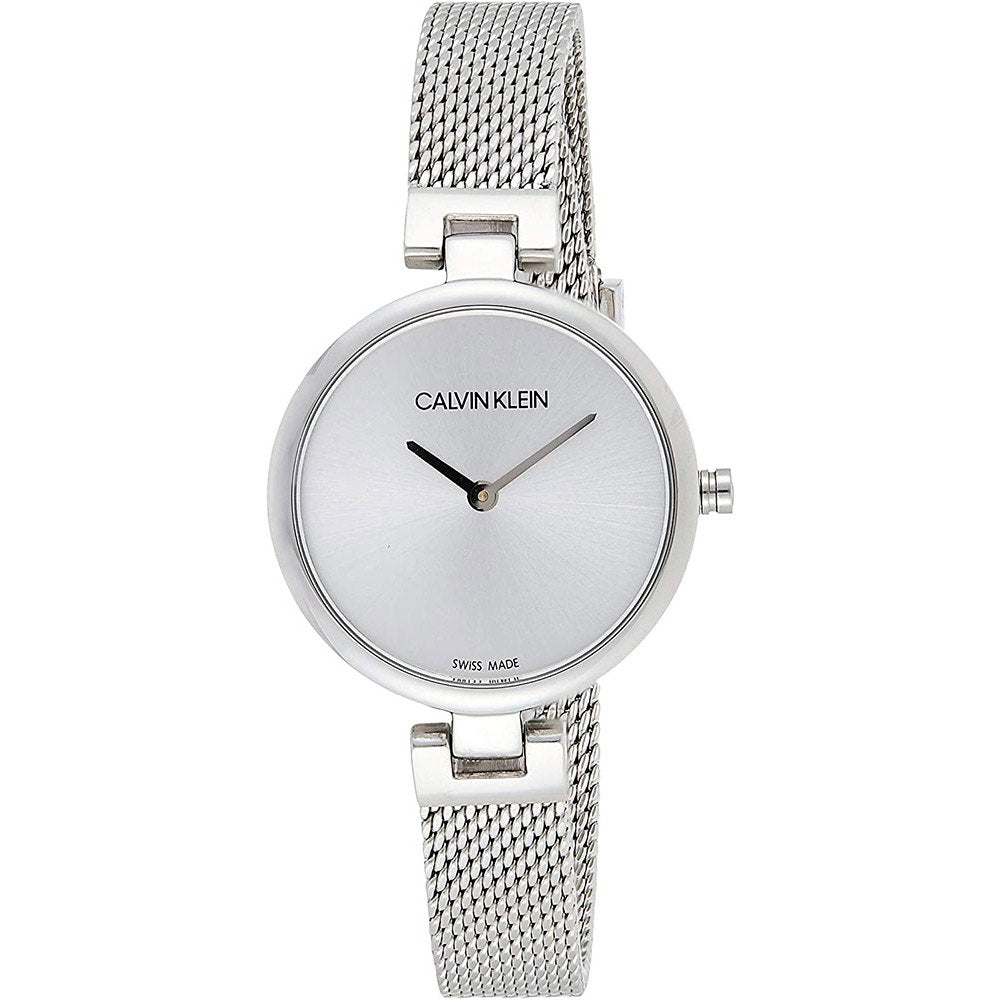 Calvin Klein Authentic White Dial Silver Mesh Bracelet Watch for Women - K8G23126