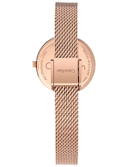 Calvin Klein Authentic Silver Dial Rose Gold Mesh Bracelet Watch for Women - K8G23626