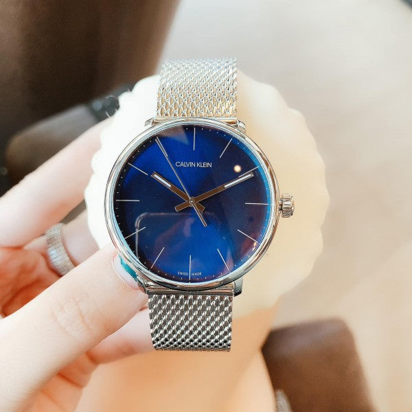 Calvin Klein High Noon Quartz Blue Dial Silver Mesh Bracelet Watch for Men - K8M2112N