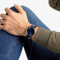 Calvin Klein High Noon Quartz Blue Dial Black Leather Strap Watch for Men - K8M211CN