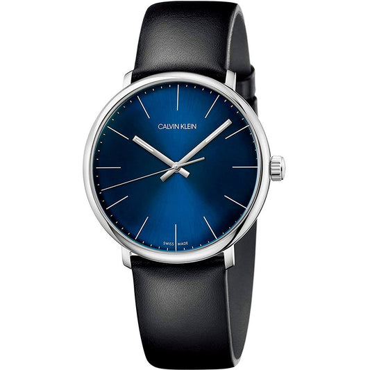 Calvin Klein High Noon Quartz Blue Dial Black Leather Strap Watch for Men - K8M211CN