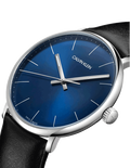 Calvin Klein High Noon Quartz Blue Dial Black Leather Strap Watch for Men - K8M211CN