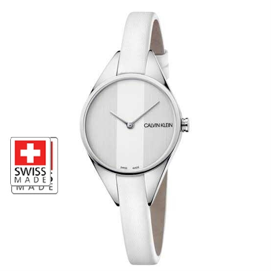 Calvin Klein Rebel White Dial White Leather Strap Watch for Women - K8P231L6