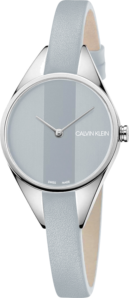 Calvin Klein Rebel Grey Dial Grey Leather Strap Watch for Women - K8P231Q4