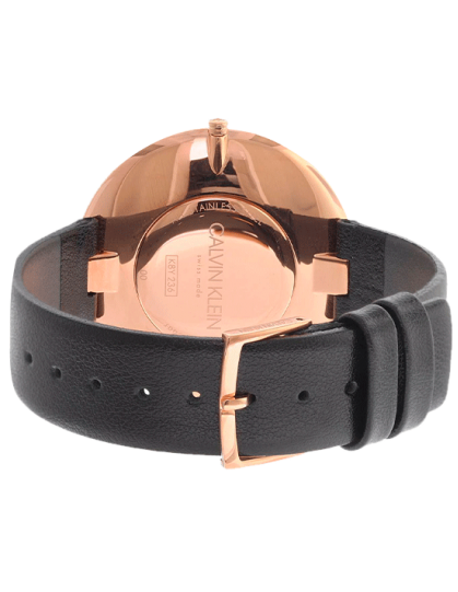 Calvin Klein Full Moon Black Dial Black Leather Strap Watch for Women - K8Y236C1