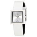 Calvin Klein Mark Silver Dial White Leather Strap Watch for Women - K3R231L6