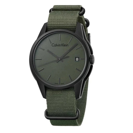 Calvin Klein Tone Green Dial Green NATO Strap Watch for Men - K7K514WL