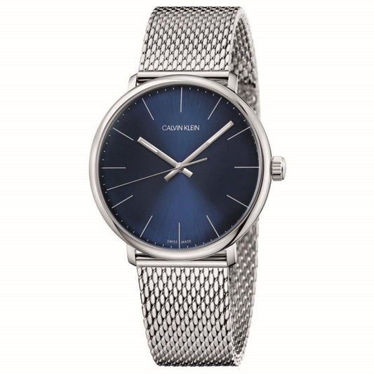 Calvin Klein High Noon Chronograph Blue Dial Silver Mesh Bracelet Watch for Men - K8M2712N