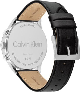 Calvin Klein Infinity Silver Dial Brown Leather Strap Watch for Men - K5S341G6