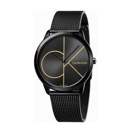 Calvin Klein Minimal Black Dial Black Mesh Bracelet Watch for Men - K3M214X1