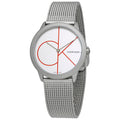 Calvin Klein Minimal White Dial Silver Mesh Bracelet Watch for Women - K3M52152