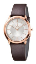 Calvin Klein Minimal White Dial Brown Leather Strap Watch for Men - K3M216G6