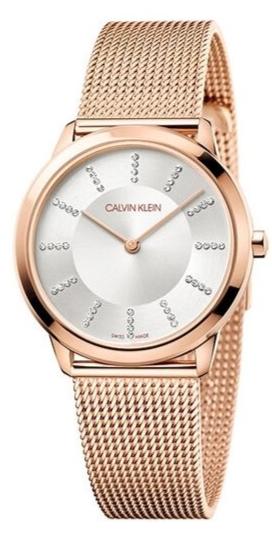 Calvin Klein Minimal White Dial Rose Gold Mesh Bracelet Watch for Women - K3M22Y2X