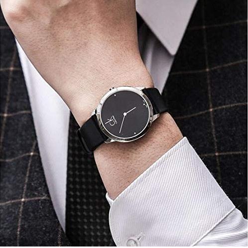 Calvin Klein Minimal Diamonds Black Dial Black Leather Strap Watch for Men - K3M211CS