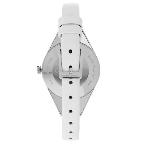 Calvin Klein Rebel White Black Dial White Leather Strap Watch for Women - K8P231L1