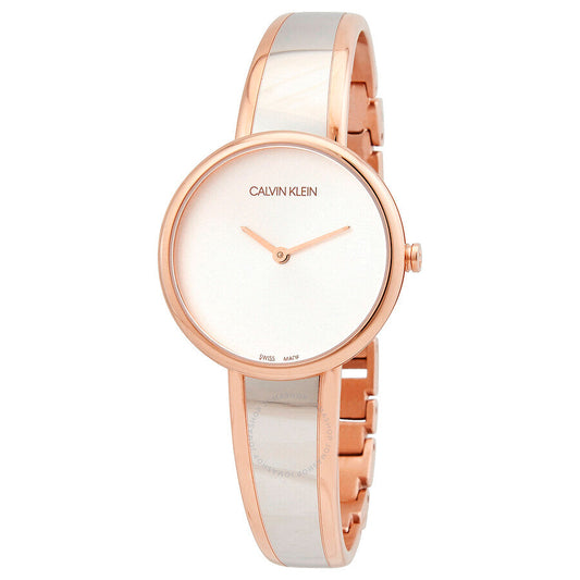 Calvin Klein Seduce Silver Dial Two Tone Steel Strap Watch for Women - K4E2N61Y