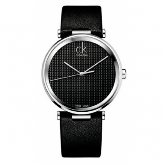 Calvin Klein Sight Black Dial Black Leather Strap Watch for Men - K1S21102