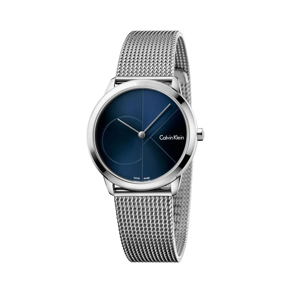 Calvin Klein Minimal Blue Dial Silver Mesh Bracelet Watch for Women - K3M2212N