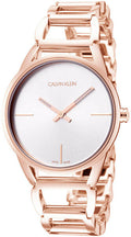 Calvin Klein Stately White Dial Rose Gold Steel Strap Watch for Women - K3G23626