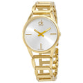 Calvin Klein Stately Silver Dial Gold Steel Strap Watch for Women - K3G23526