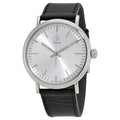 Calvin Klein Surround Silver Dial Black Leather Strap Watch for Men - K3W211C6