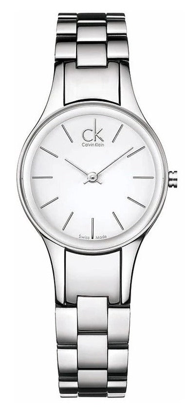 Calvin Klein Simplicity White Dial Silver Steel Strap Watch for Women - K4323126