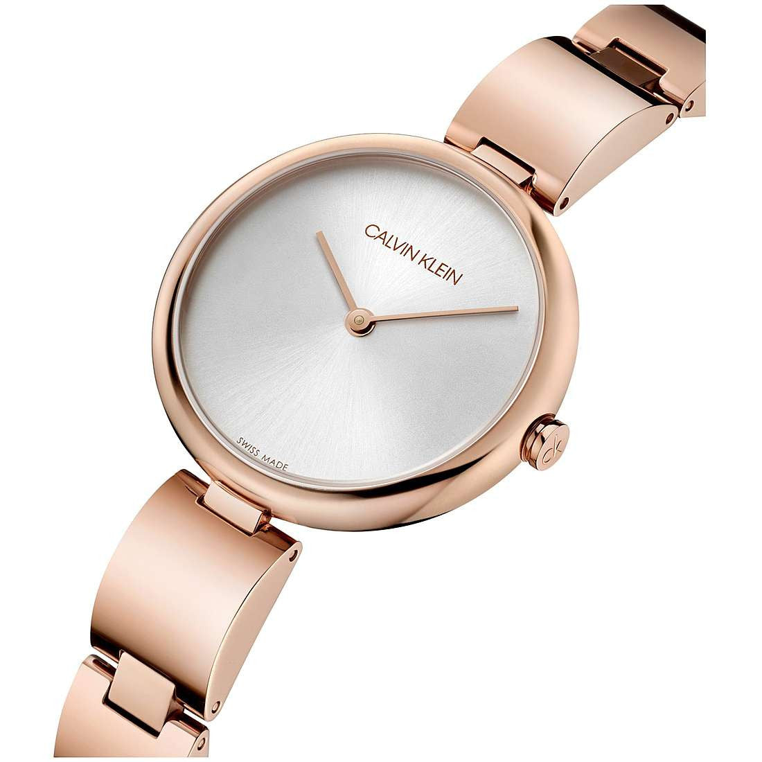 Calvin Klein Authentic White Dial Rose Gold Steel Strap Watch for Women - K8G23646