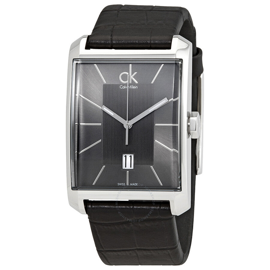 Calvin Klein Window Black Dial Black Leather Strap Watch for Men - K2M21107