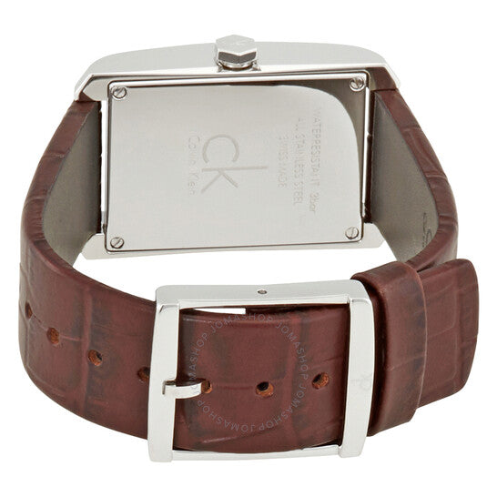 Calvin Klein Window Silver Dial Brown Leather Strap Watch for Women - K2M23126