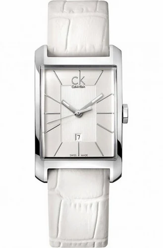 Calvin Klein Window White Dial White Leather Strap Watch for Women - K2M23120