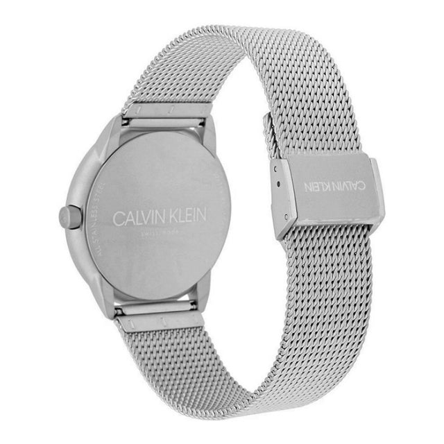 Calvin Klein Minimal White Dial Silver Mesh Bracelet Watch for Women - K3M52152