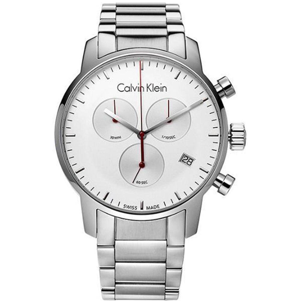 Calvin Klein City Chronograph White Dial Silver Steel Strap Watch for Men - K2G271Z6