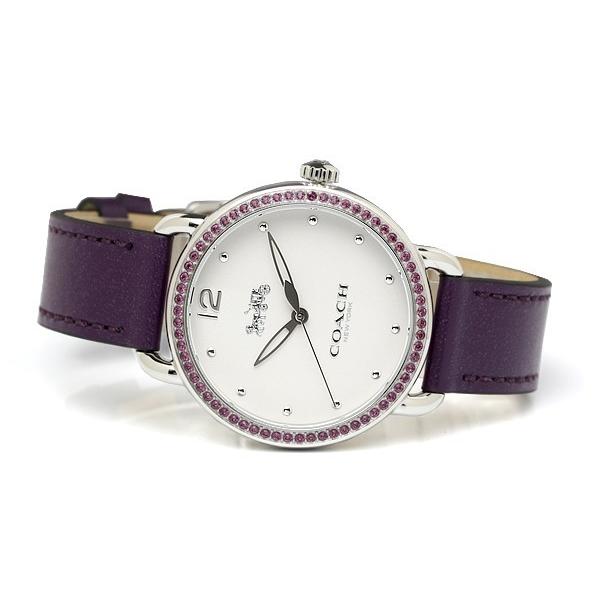 Coach Delancey White Dial Purple Leather Strap Watch for Women - 14502886