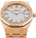 Audemars Piguet Royal Oak Quartz White Dial Rose Gold Steel Strap Watch for Women - 67651OR.ZZ.1261OR.01