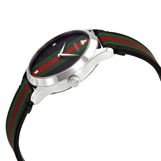 Gucci G Timeless Quartz Black Dial Black Leather Strap Watch For Men - YA1264079