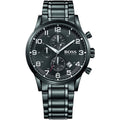 Hugo Boss Chronograph Black Dial Black Steel Strap Watch for Men - 1513180