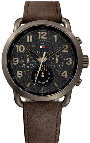 Tommy Hilfiger Briggs Chronograph Black Dial Brown Leather Strap Watch for Men - 1791425