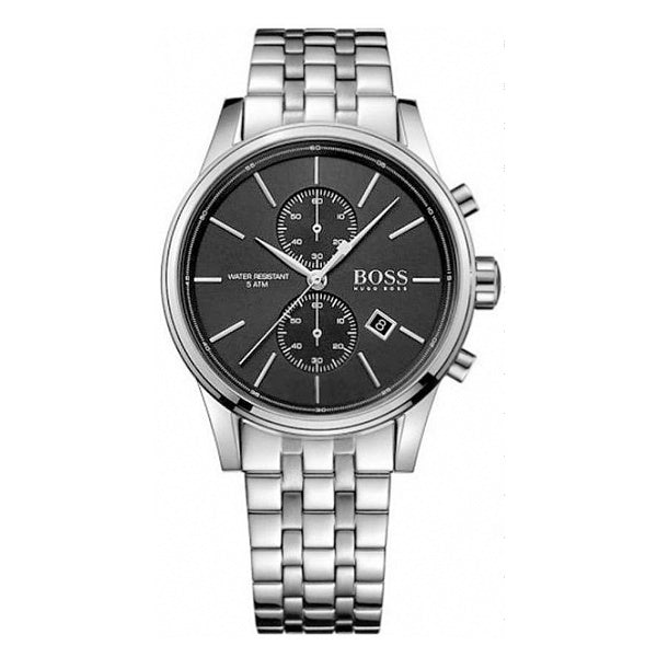 Hugo Boss Jet Chronograph Black Dial Silver Steel Strap Watch for Men - 1513383