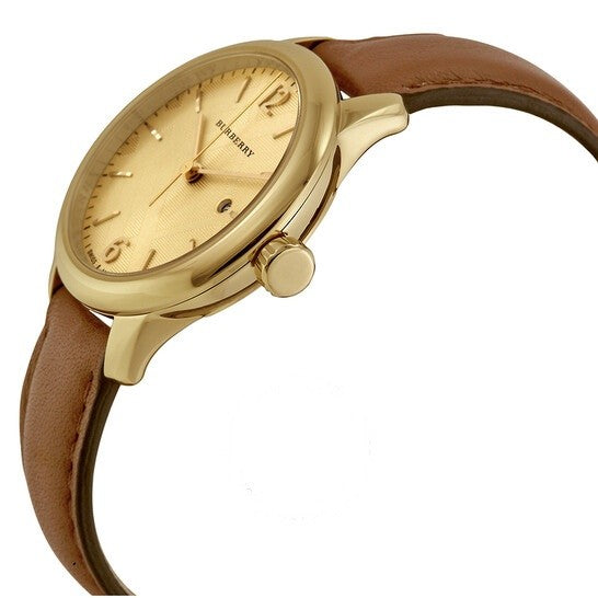 Burberry The Classic Champagne Dial Brown Leather Strap Watch for Women - BU10101