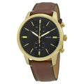 Fossil Townsman Chronograph Black Dial Brown Leather Strap Watch for Men - FS5338