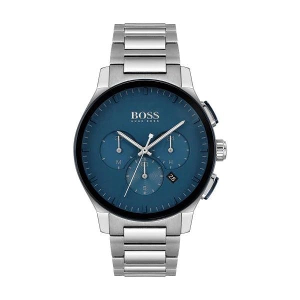 Hugo Boss Peak Chronograph Blue Dial Silver Steel Strap Watch for Men - 1513763