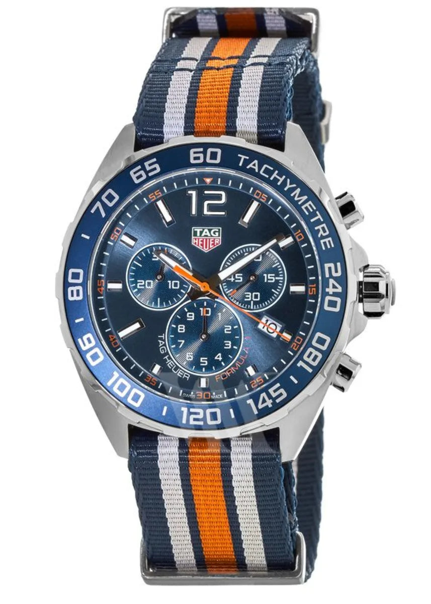 Tag Heuer Formula 1 Quartz Chronograph Blue Dial Two Tone NATO Strap Watch for Men - CAZ1010.FC8196