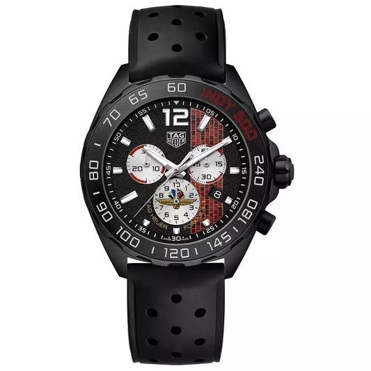 Tag Heuer Formula 1 Indy 500 Limited Edition Chronograph Black Dial Black Rubber Strap Watch for Men - CAZ101AD.FT8024