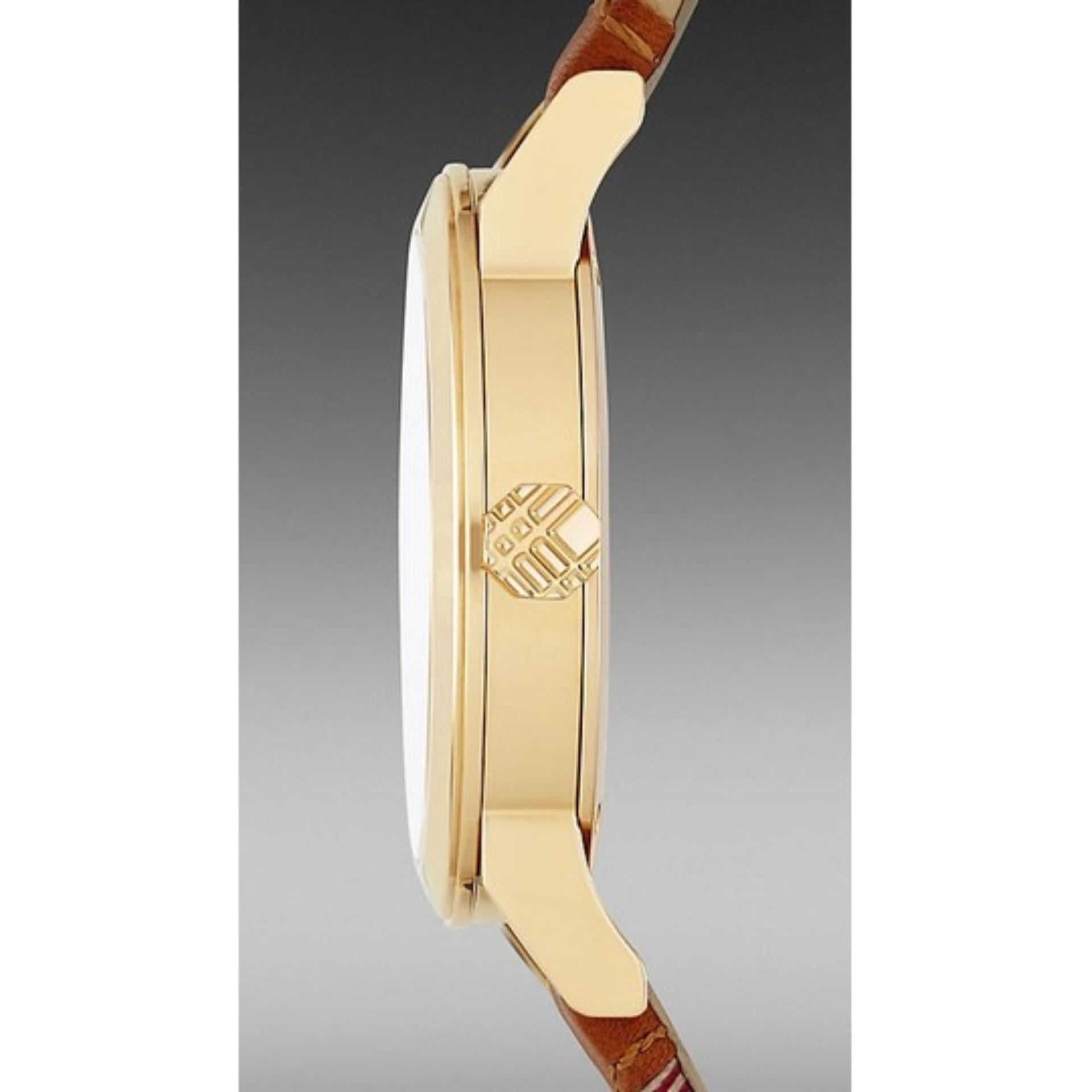 Burberry The City Gold Dial Brown Leather Strap Watch for Women - BU9133