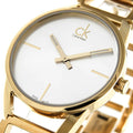 Calvin Klein Stately Silver Dial Gold Steel Strap Watch for Women - K3G23526