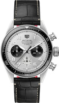 Tag Heuer Autavia Chronometer Flyback Chronograph Silver Dial Black Leather Strap Watch for Men - CBE511B.FC8279