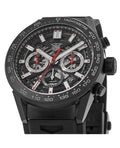 Tag Heuer Carrera Chronograph Steel & Ceramic Black Dial Black Rubber Strap Watch for Men - CBG2090.FT6145