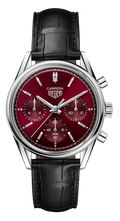 Tag Heuer Carrera Automatic Chronograph Red Dial Black Leather Strap Watch for Men - CBK221G.FC6479