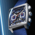 Tag Heuer Monaco Automatic Chronograph Blue Dial Blue Nylon Strap Watch for Men - CBL2182.FT6235